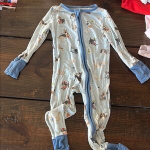 Angel Dear Light Blue Animal Print Footie